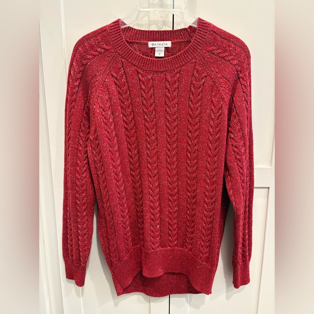 Athleta Women's XS Red Cable Knit Sweater